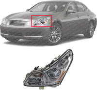 Front Headlight Assembly Left Driver Side Direct Replacement Compatible With 2007-2008 Infiniti G35 IN2502137 26060JK60C