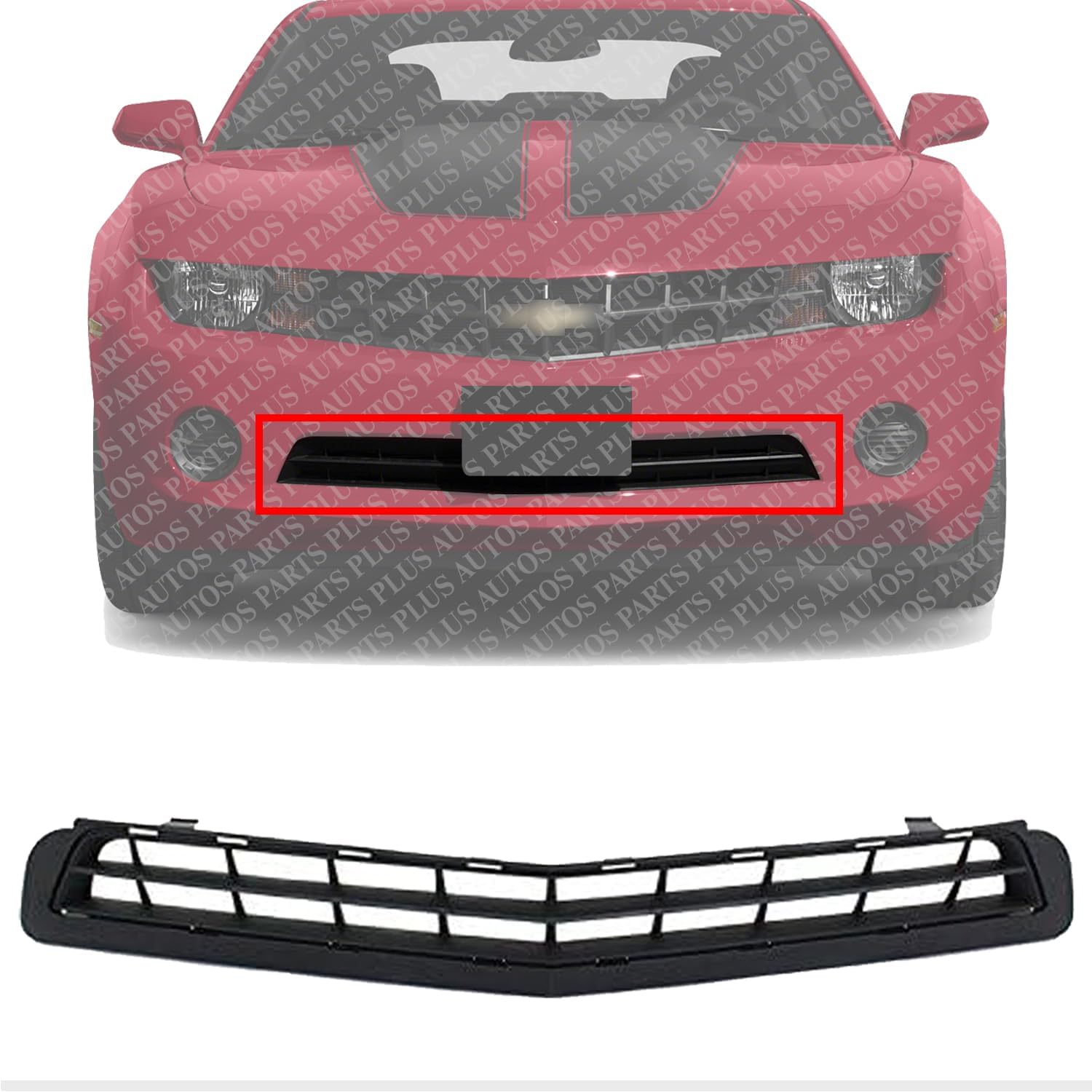 AUTOS PARTS PLUS Front Lower Bumper Grille Painted Black Direct Replacement Compatible With 2010-2013 Chevrolet Camaro GM1036125 92228228