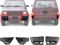 Front And Rear Bumper End Caps Textured Right Passenger & Left Driver Side Direct Replacement Compatible With Jeep Cherokee 1997-2001 CH1004126 CH1005126 CH1104139 CH1105139