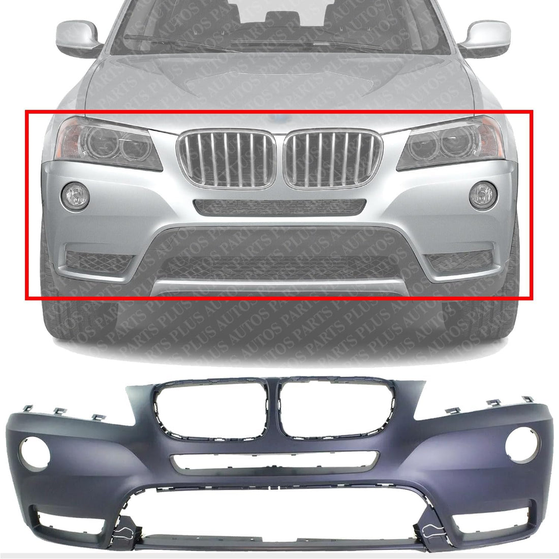 Front Bumper Cover Primed Direct Replacement Compatible With 2011-2014 BMW X3 BM1000252 51117210451