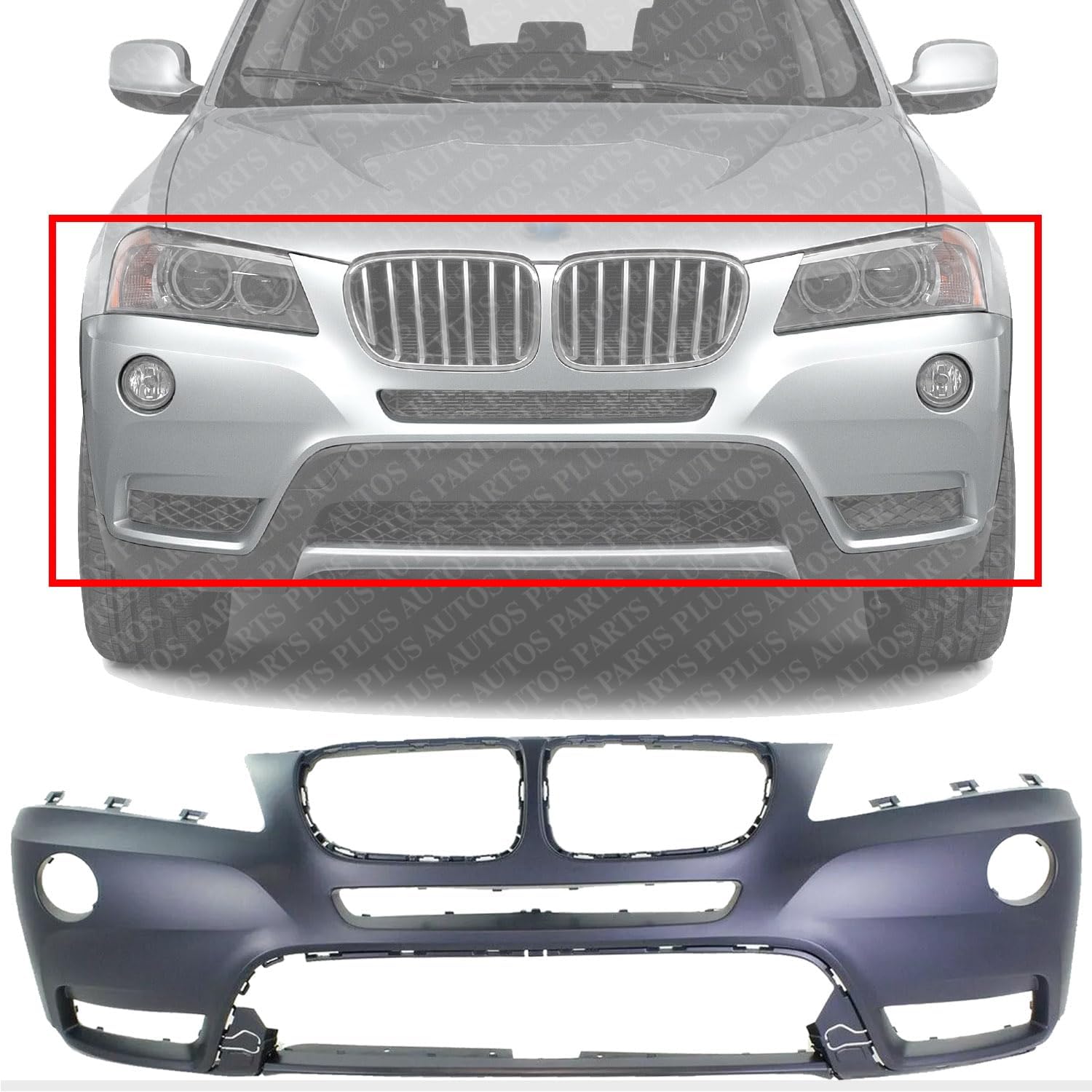 Front Bumper Cover Primed Direct Replacement Compatible With 2011-2014 BMW X3 BM1000252 51117210451