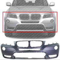 Front Bumper Cover Primed Direct Replacement Compatible With 2011-2014 BMW X3 BM1000252 51117210451