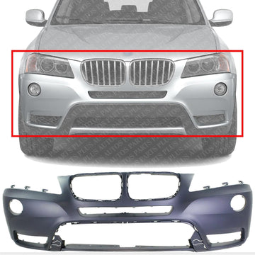 Front Bumper Cover Primed Direct Replacement Compatible With 2011-2014 BMW X3 BM1000252 51117210451