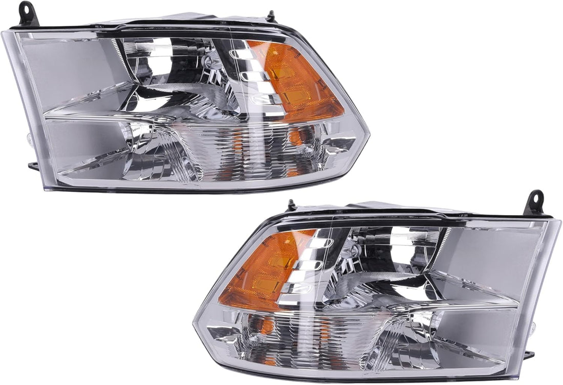 Set Of 2 Front Head Light Assembly Left Driver & Right Passenger Side Direct Replacement Compatible With 2013-2018 Ram 1500 2500 3500 CH2502242 CH2503242 68096438AJ 68096439AJ