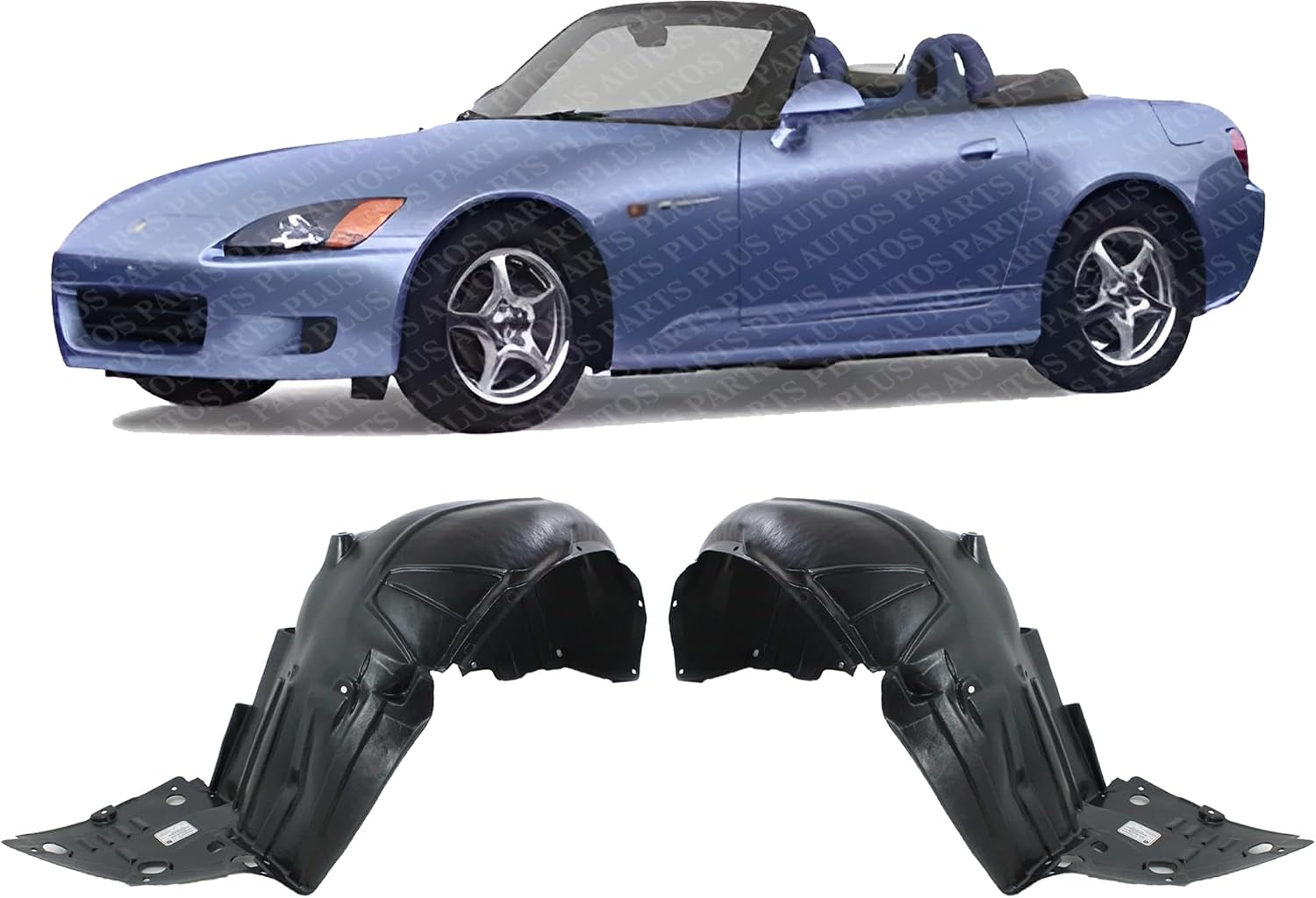 Set Of 2 Front Fender Liner Right Passenger & Left Driver Side Direct Replacement Compatible With 2000-2003 Honda S2000 HO1251105 HO1250105 74101S2A020 74151S2A020