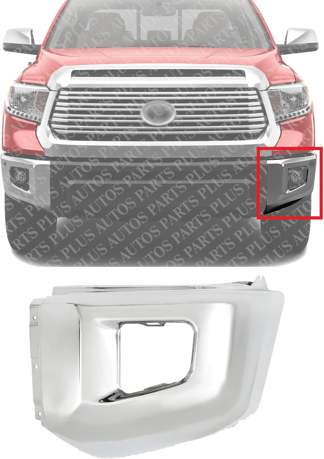 Front Bumper End Cap Chrome Steel Without Park Assist Sensor Holes Left Drover Side Direct Replacement Compatible With 2014-2021 Toyota Tundra TO1004184 521130C040
