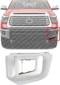 Front Bumper End Cap Chrome Steel Without Park Assist Sensor Holes Left Drover Side Direct Replacement Compatible With 2014-2021 Toyota Tundra TO1004184 521130C040