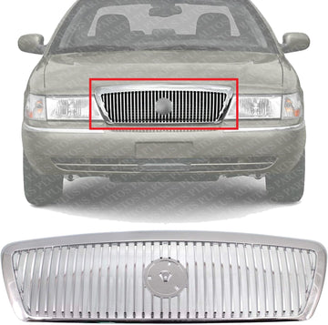 Front Grille Assembly Chrome Shell and Insert Plastic Without Emblem Direct Replacement Compatible With 2003-2005 Mercury Grand Marquis FO1200406 3W3Z8200AB