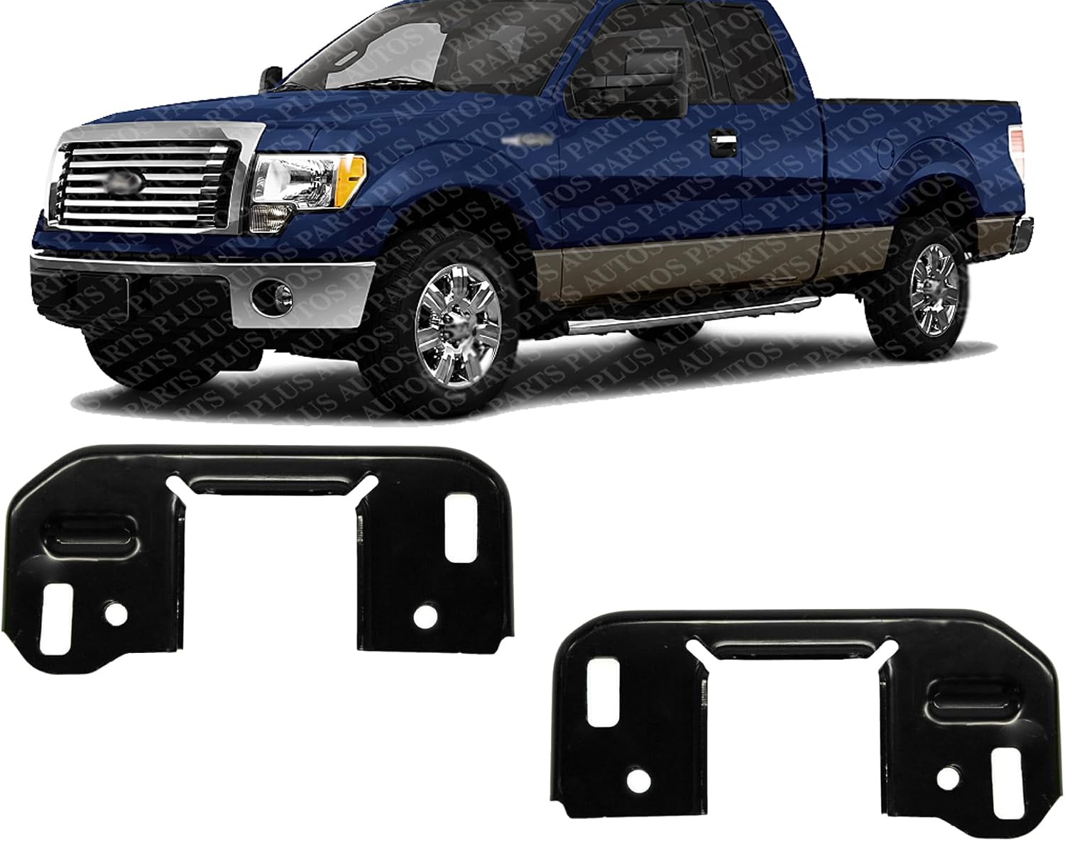 Set of 2 Front Bumper Bracket Steel Left Driver & Right Passenger Side Direct Replacement Compatible with 2010-2014 Ford F-150 FO1066177 FO1067177 9L3Z5D059AA 9L3Z5D058AA
