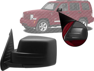 Front Power Mirror Manual Folding Heated Textured Left Driver Side Direct Replacement Compatible With 2008-2012 Jeep Liberty CH1320287 57010185AF