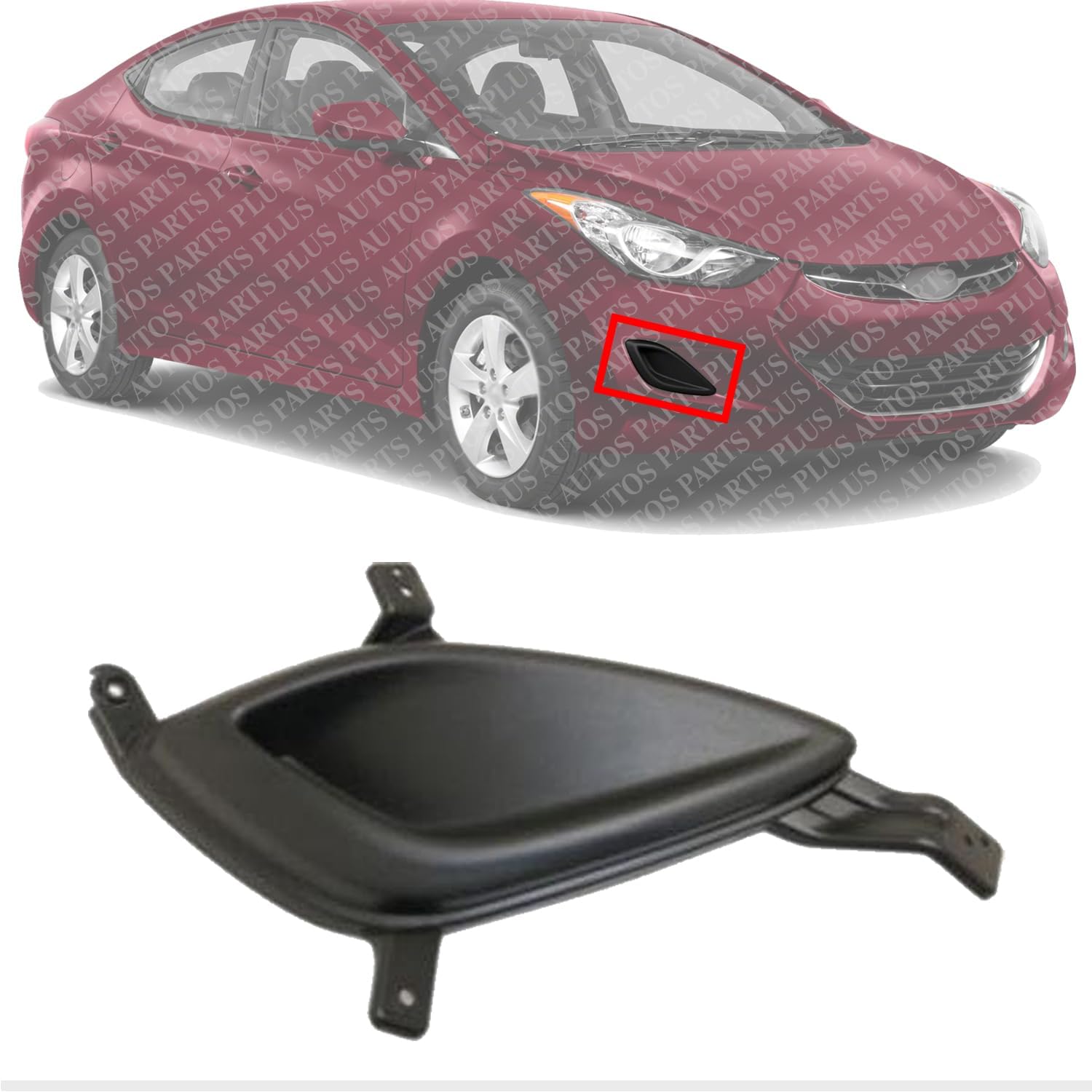 Front Fog Light Cover Textured Right Passenger Side Direct Replacement Compatible with 2011-2013 Hyundai Elantra Hy1039112 865643y000