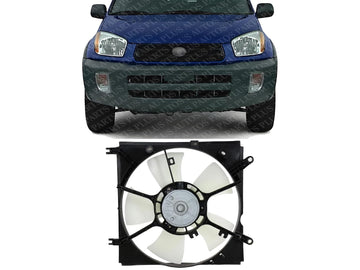 Front Radiator Cooling Fan Assembly Left Driver Side Plastic Direct Replacement Compatible with 2001-2005 Toyota RAV4 TO3115120 1671128150