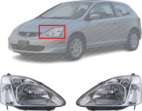 Set Of 2 Front Headlight Lens And Housing Right Passenger & Left Driver Side Direct Replacement Compatible With 2002-2003 Honda Civic HO2519103 HO2518103 33101S5TC01 33151S5TC01