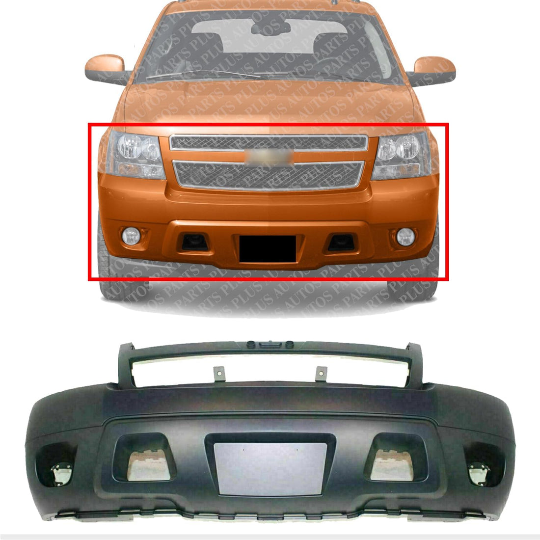 AUTOS PARTS PLUS Front Bumper Cover Primed Direct Replacement Compatible With 2007-2014 Chevrolet Tahoe/Suburban 1500 GM1000817 25814570