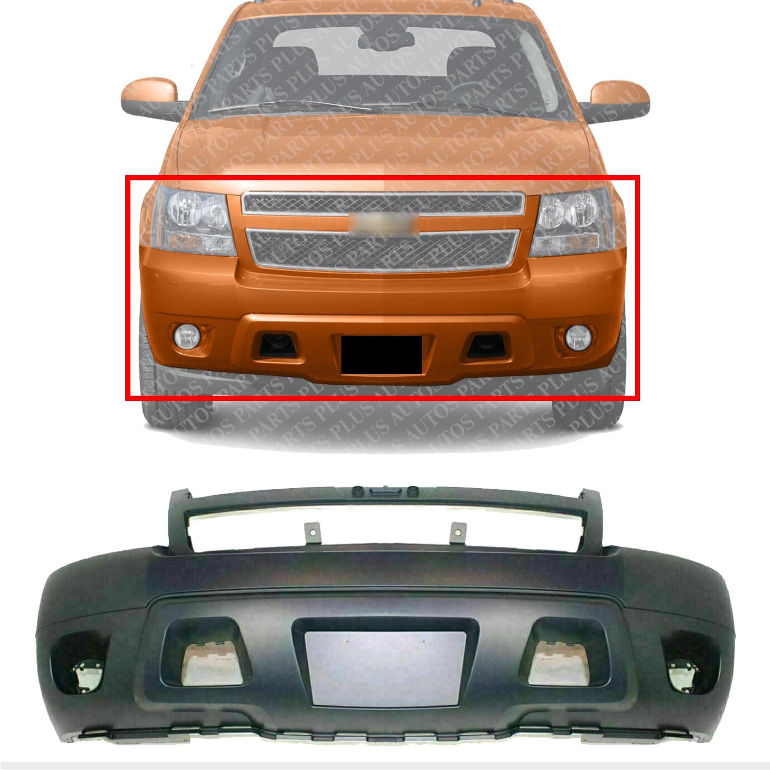 AUTOS PARTS PLUS Front Bumper Cover Primed Direct Replacement Compatible With 2007-2014 Chevrolet Tahoe/Suburban 1500 GM1000817 25814570