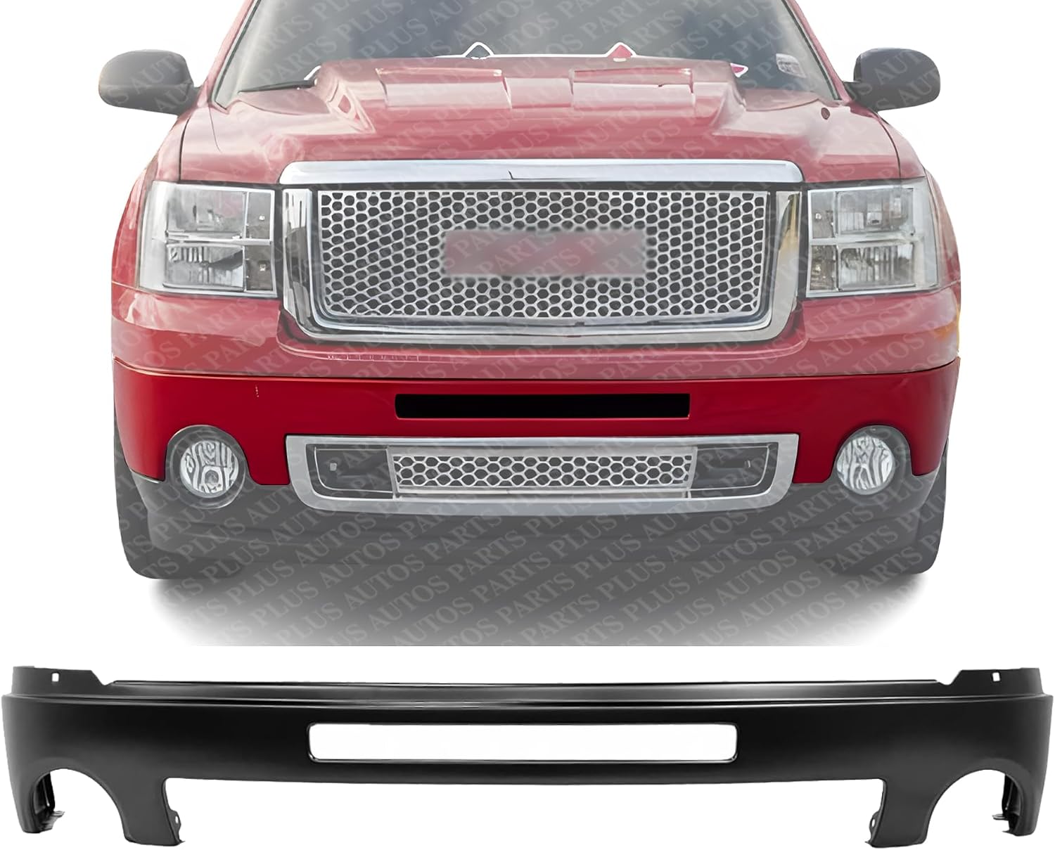 Front Bumper Face Bar Primed With Air Intake And Fog Light Holes Direct Replacement Compatible With 2007-2013 GMC Sierra 1500 GM1002832 15901510