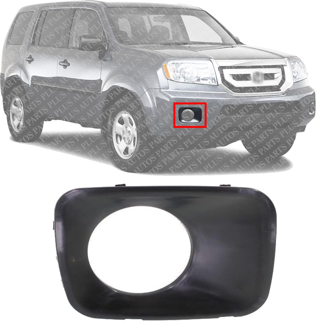 Front Fog Light Molding Trim Primed Right Passenger Side Direct Replacement Compatible With 2009-2011 Honda Pilot HO1039101 71102SZAA00ZZ