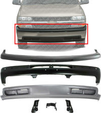 Front Bumper Paintable + Upper Cover Textured + Lower Valance Primed + Brackets Set of 3 Direct Replacement Compatible With Chevrolet Silverado 1999-2002 / Tahoe 2000-2006 GM1051103