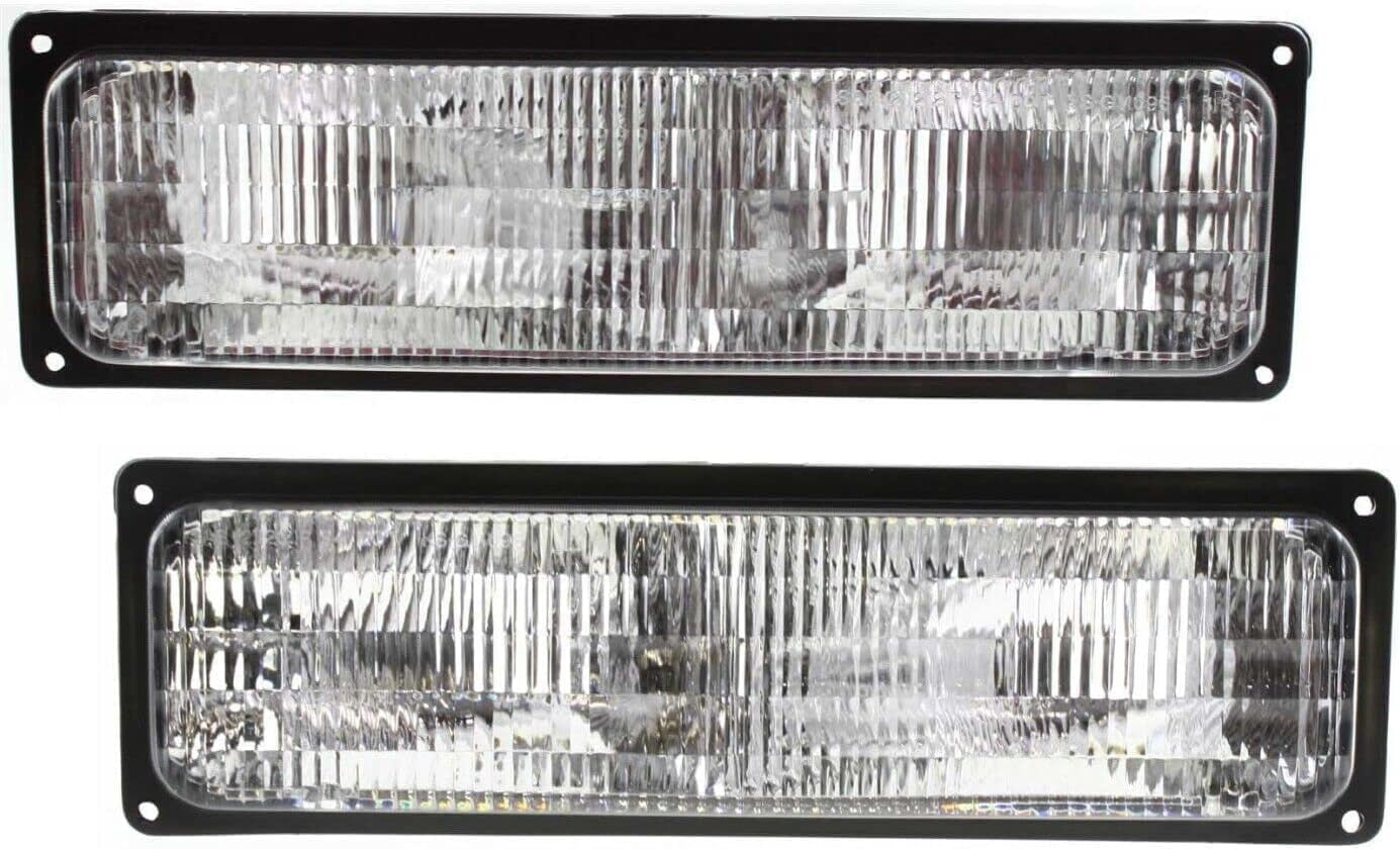 Front Grille Chrome Shell And Insert Plastic + Signals & Headlights + Side Reflector and Marker Lamps Right & Left Side Direct Replacement Compatible With Chevrolet C/K Series 1994-00