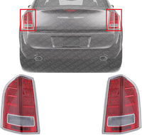 Set Of 2 Tail Light Assembly Plastic With Red Accent Left Driver & Right Passenger Side Direct Replacement Compatible With 2013-2014 Chrysler 300 CH2819134C CH2818134C