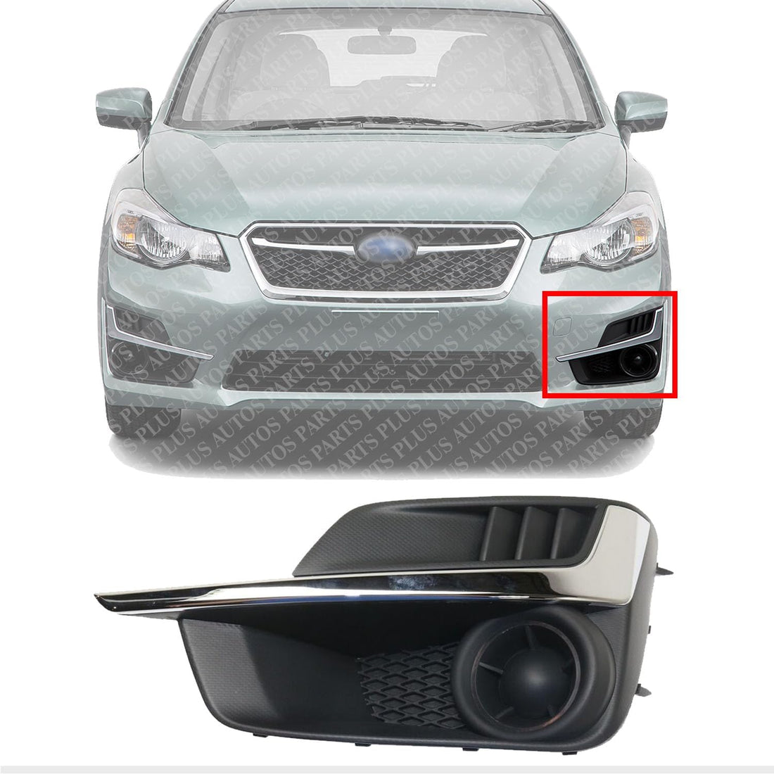 Front Fog Light Cover With Chrome Molding Left Driver Side Direct Replacement Compatible With 2015-2016 Subaru Impreza SU1038109 57731FJ410