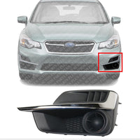 Front Fog Light Cover With Chrome Molding Left Driver Side Direct Replacement Compatible With 2015-2016 Subaru Impreza SU1038109 57731FJ410