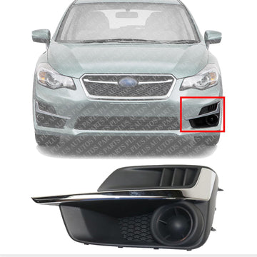Front Fog Light Cover With Chrome Molding Left Driver Side Direct Replacement Compatible With 2015-2016 Subaru Impreza SU1038109 57731FJ410