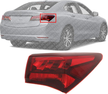 Tail Light Outer Assembly Right Passenger Side Direct Replacement Compatible With 2015-2017 Acura TLX AC2805106 33500TZ3A01