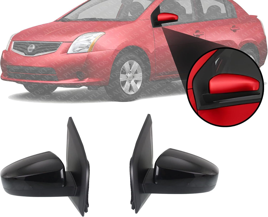 Set Of 2 Front Power Mirror Non-Folding Non-Heated Primed Left Driver & Right Passenger Side Direct Replacement Compatible With 2007-2012 Nissan Sentra NI1320167 NI1321167