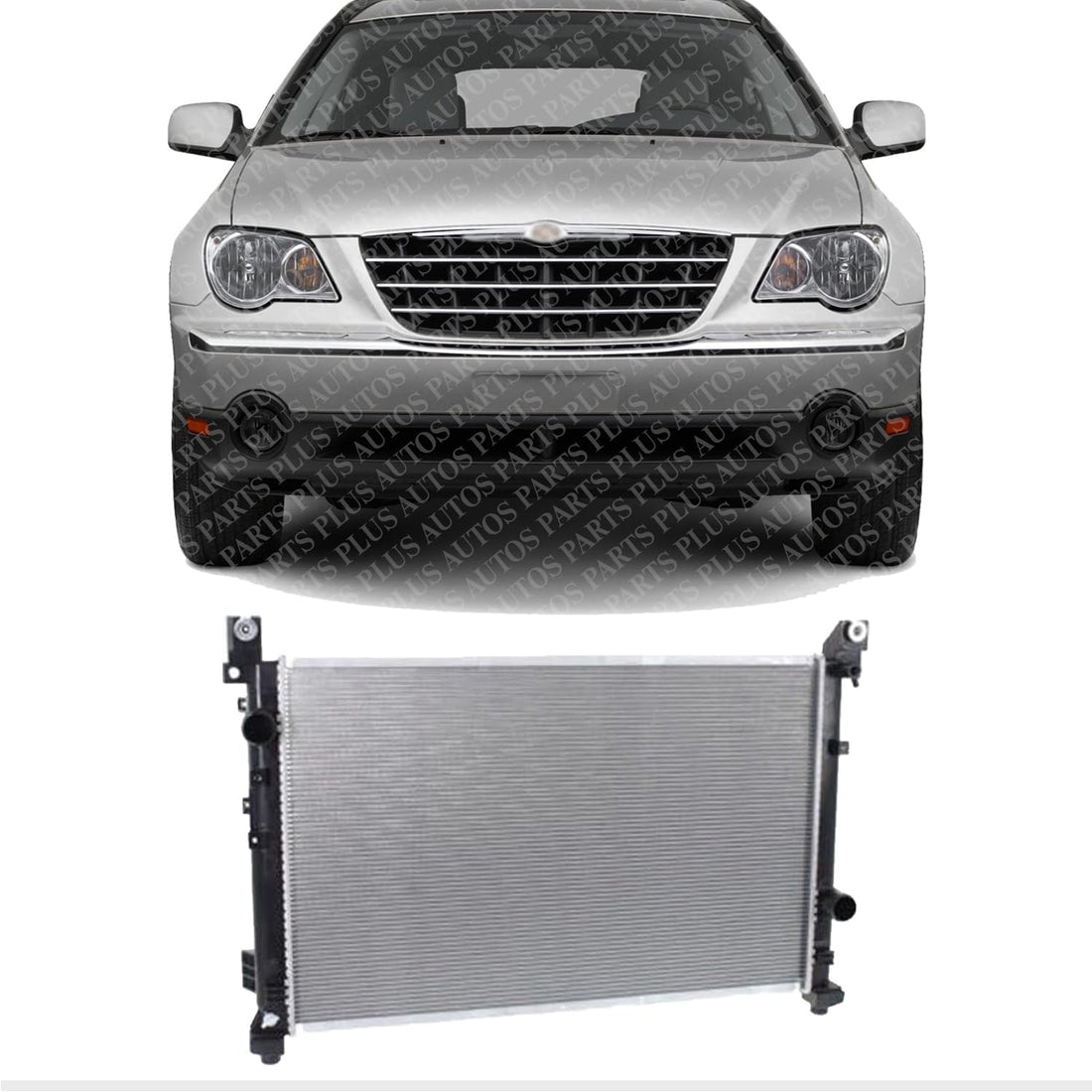 Front Radiator Aluminum Core Direct Replacement Compatible With 2007-2008 Chrysler Pacifica CH3010350 68002780AA 68002782AA