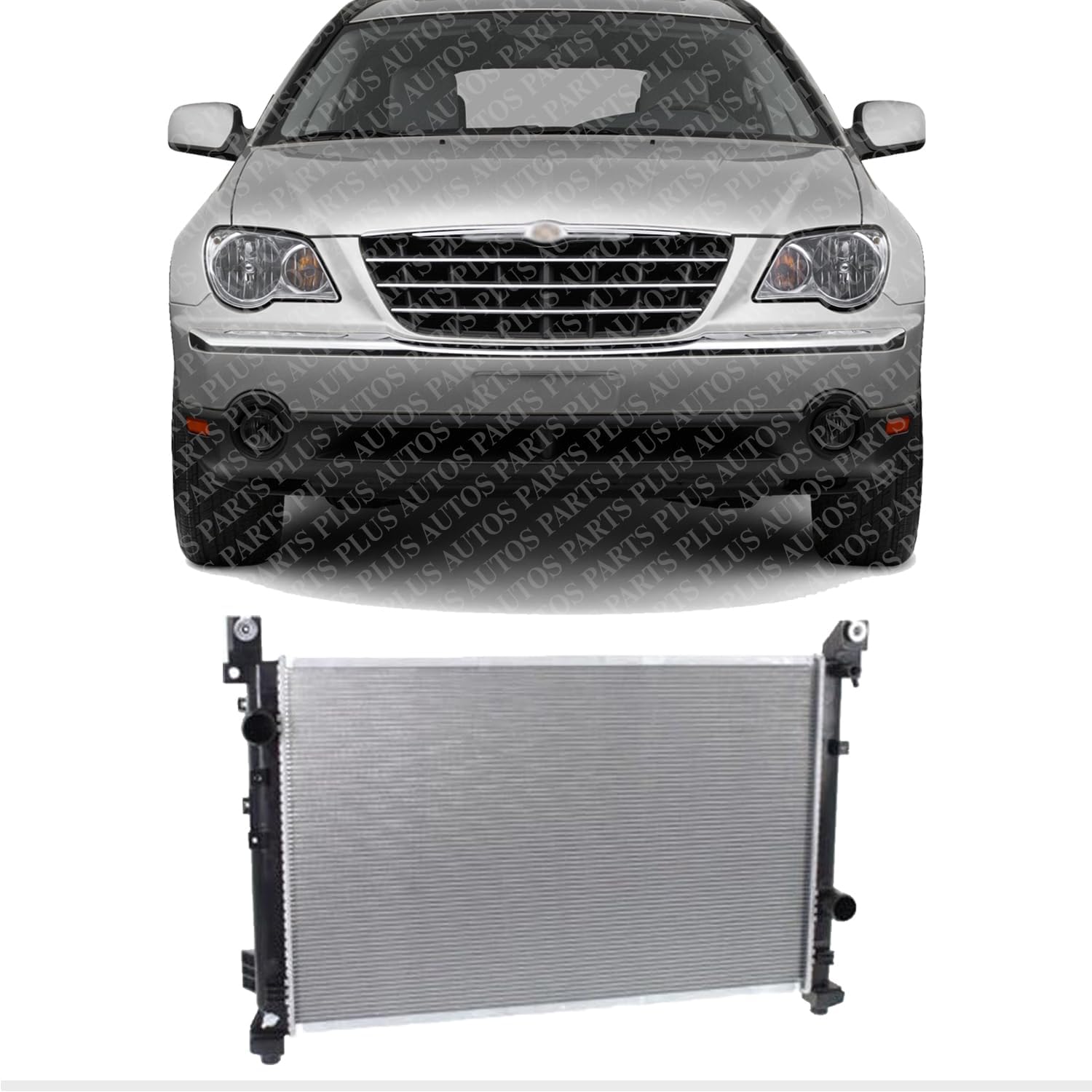 Front Radiator Aluminum Core Direct Replacement Compatible With 2007-2008 Chrysler Pacifica CH3010350 68002780AA 68002782AA