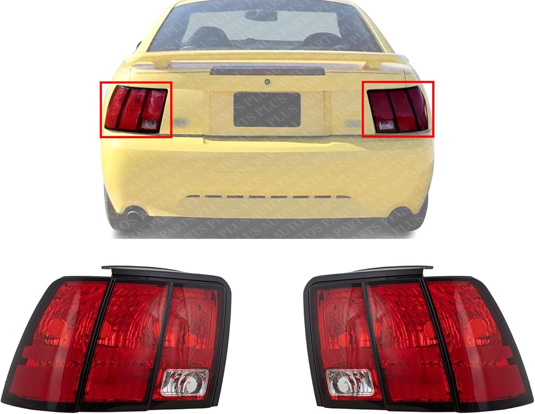 Set Of 2 Tail Lights Lens And Housing Right Passenger & Left Driver Side Direct Replacement Compatible With 1999-2004 Ford Mustang FO2818109 FO2819109 3R3Z13405AA 3R3Z13404AA