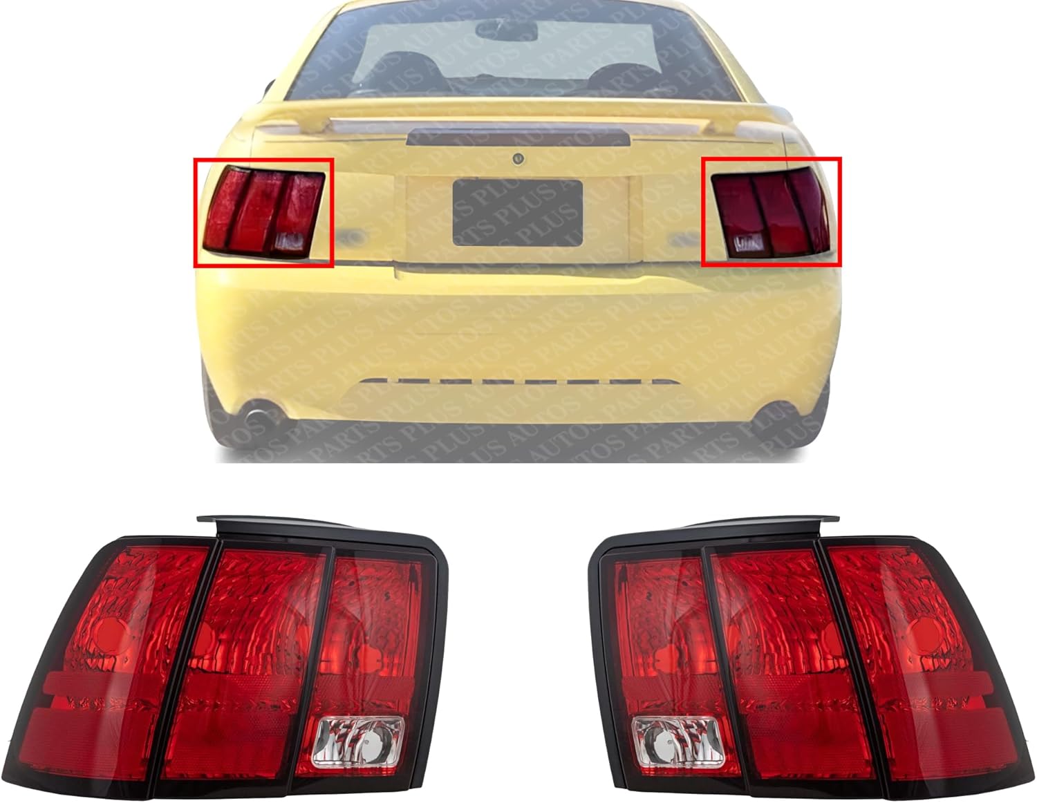 Set Of 2 Tail Lights Lens And Housing Right Passenger & Left Driver Side Direct Replacement Compatible With 1999-2004 Ford Mustang FO2818109 FO2819109 3R3Z13405AA 3R3Z13404AA