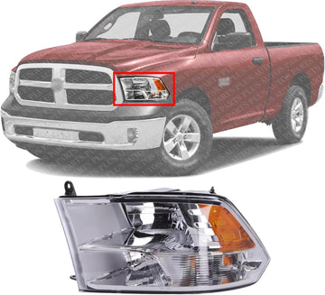 Front Head Light Assembly Left Driver Side Direct Replacement Compatible With 2013-2018 Ram 1500 2500 3500 CH2502242 68096439AJ