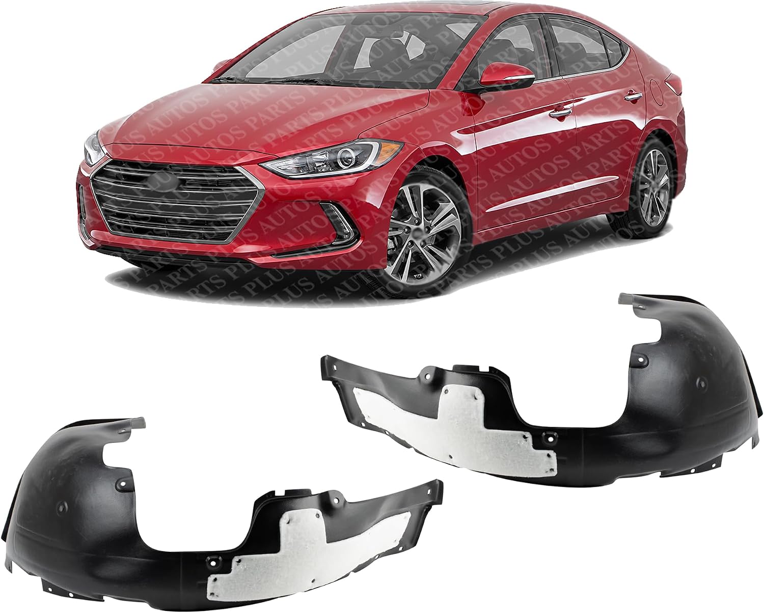 Set Of 2 Front Fender Liner Right Passenger & Left Driver Side Direct Replacement Compatible With 2017-2018 Hyundai Elantra HY1249158 HY1248158 86812F2001 86811F2001