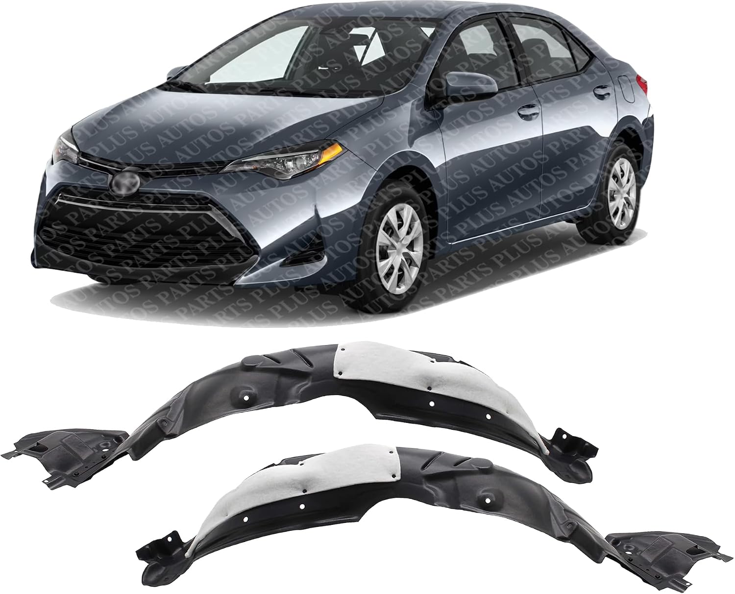 Set Of 2 Front Fender Liner Right Passenger & Left Driver Side Direct Replacement Compatible With 2017-2019 Toyota Corolla TO1248210 TO1249210 5387602660 5387502610