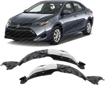 Set Of 2 Front Fender Liner Right Passenger & Left Driver Side Direct Replacement Compatible With 2017-2019 Toyota Corolla TO1248210 TO1249210 5387602660 5387502610