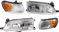 Front Headlights + Corner Lamps Assembly Right Passenger & Left Driver Side Direct Replacement Compatible With Toyota Corolla 1993-1997 TO2503107 TO2502107 TO2550106 TO2551106