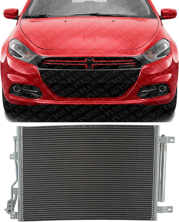 Front AC Condenser Aluminum Core Direct Replacement Compatible With 2013-2016 Dodge Dart CH3030250 55111484AD