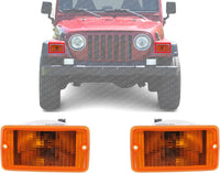 Set Of 2 Front Fender Side-Marker Lamp Lens And Housing Right Passenger & Left Driver Side Direct Replacement Compatible With 1997-2000 Jeep Wrangler CH2520131 55055020AD 55055020AE