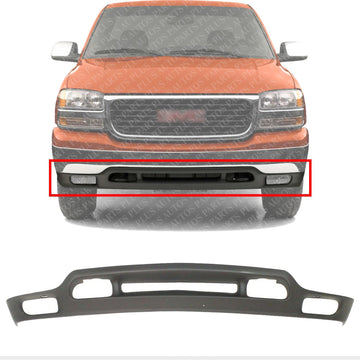 AUTOS PARTS PLUS Front Bumper Lower Valance Air Deflector Textured With Fog Light Holes Direct Replacement Compatible With 1999-2004 GMC Sierra 1500 2500 3500 GM1092169 88980801