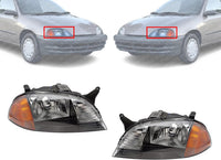 Set Of 2 Front Headlight Composite Lens And Housing Right Passenger & Left Driver Side Direct Replacement Compatible With 1998-2001 Chevrolet Metro/Suzuki Swift GM2502166 GM2503166