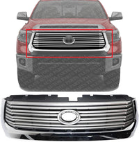 Front Grille Painted Silver Shell & Gray Insert With Chrome Molding Direct Replacement Compatible With 2014-2017 Toyota Tundra TO1200374 531000C310