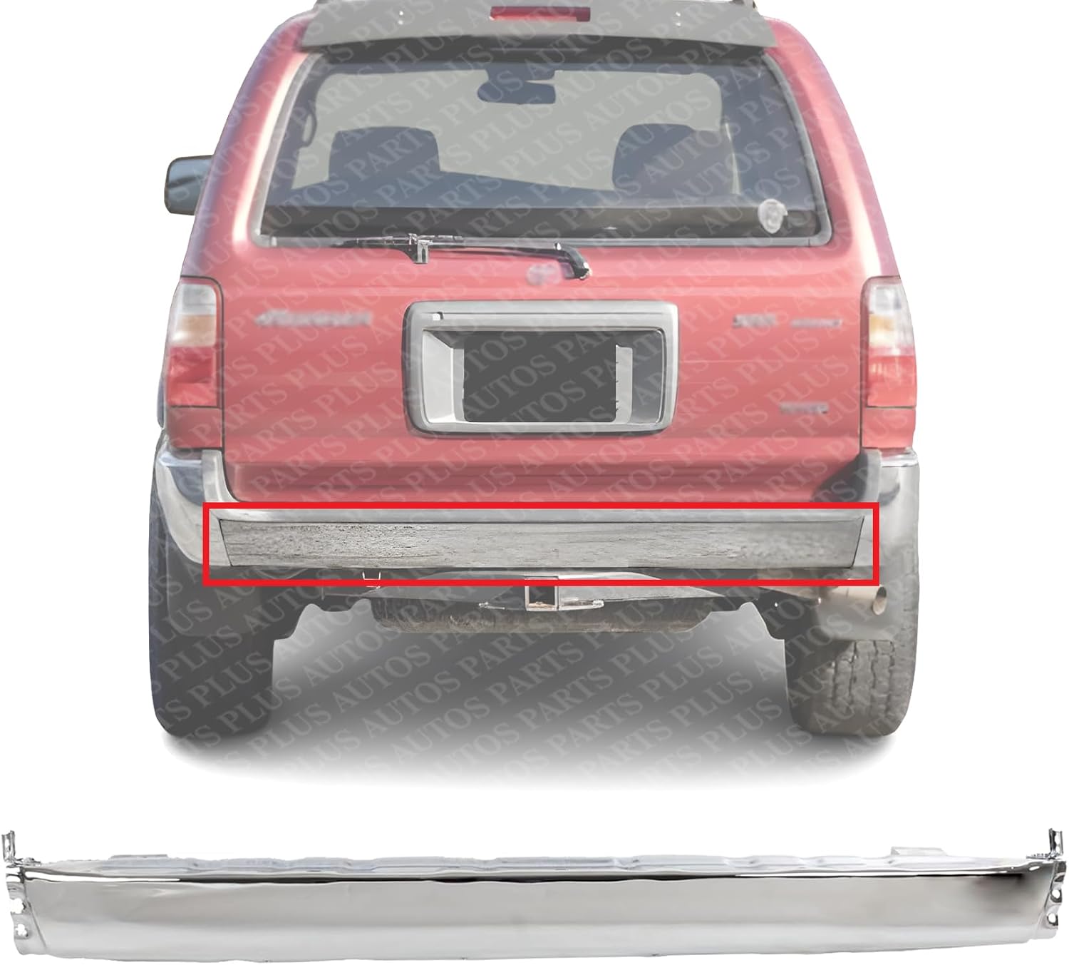 Rear Step Bumper Face Bar Chrome Steel Direct Replacement Compatible With 1999-2002 Toyota 4Runner TO1102228 5210535360