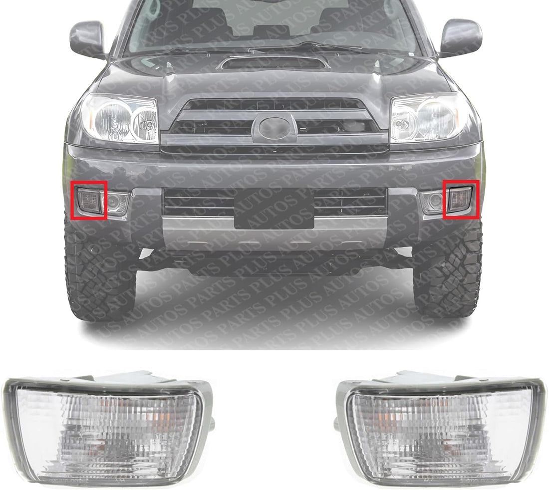 Set Of 2 Front Signal Light Assembly Lens And Housing Plastic Left Driver & Right Passenger Side Direct Replacement Compatible With 2003-2005 Toyota 4Runner TO2533112 TO2532112