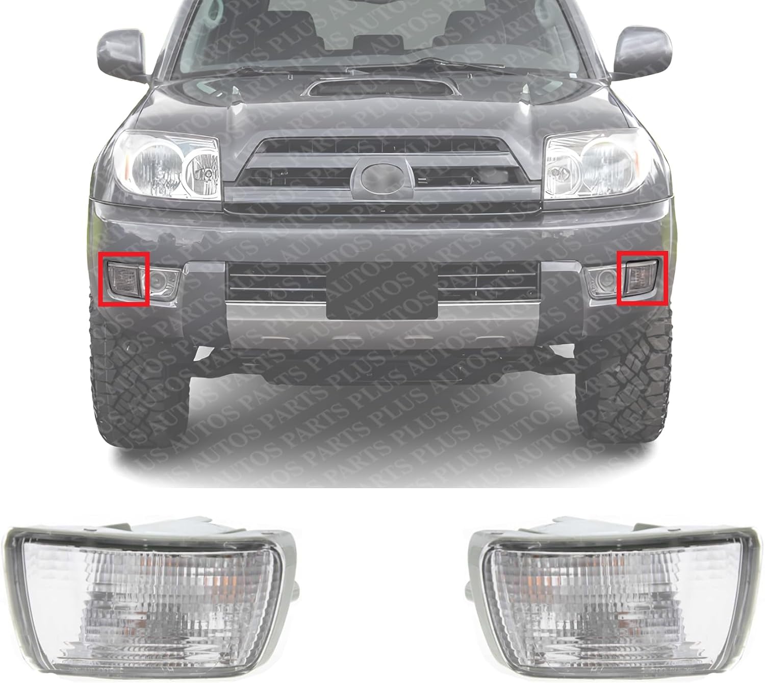 Set Of 2 Front Signal Light Assembly Lens And Housing Plastic Left Driver & Right Passenger Side Direct Replacement Compatible With 2003-2005 Toyota 4Runner TO2533112 TO2532112