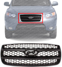 Front Grille Chrome Shell With Painted Silver Black Insert Plastic Direct Replacement Compatible With 2007-2009 Hyundai Santa Fe HY1200146 865602B010