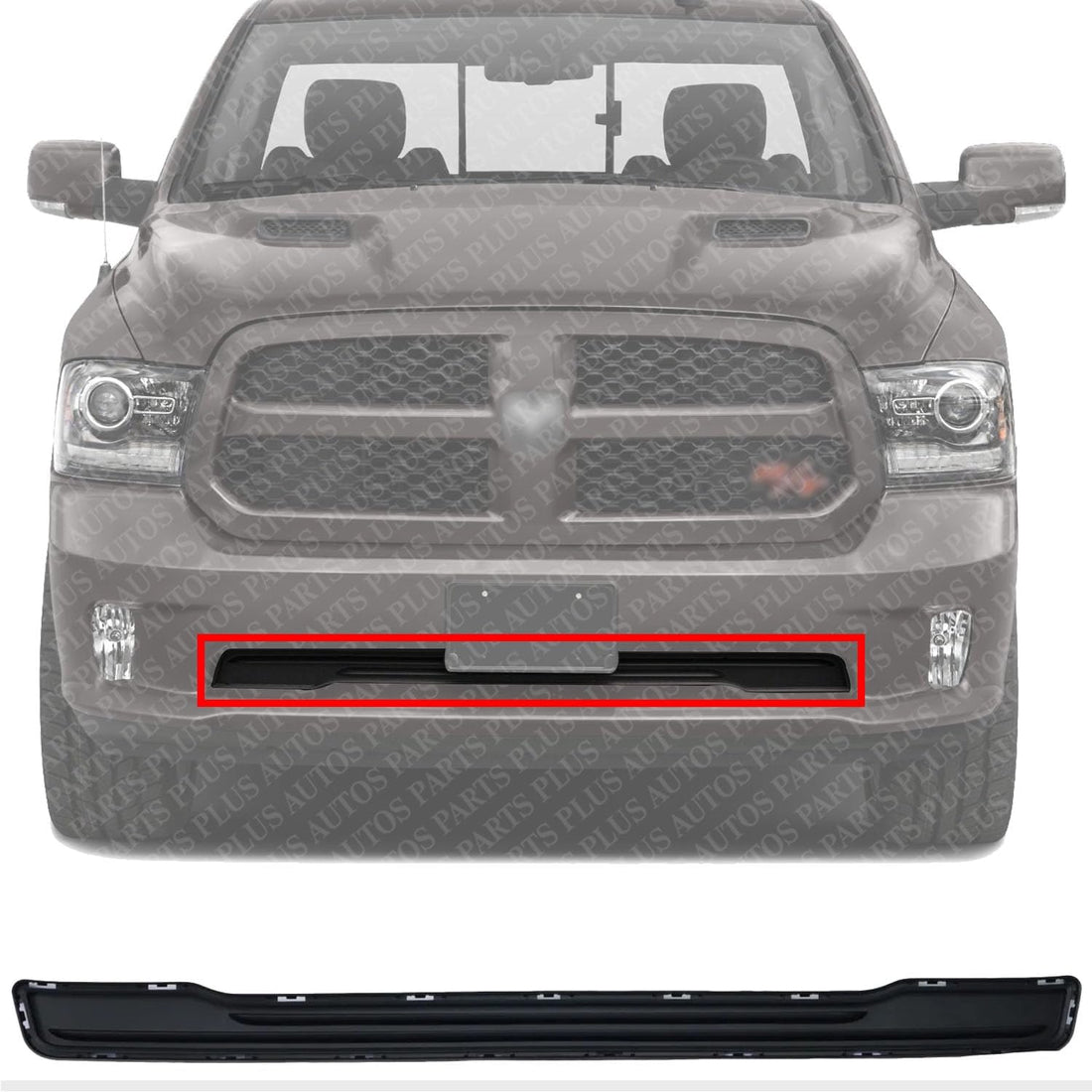 AUTOS PARTS PLUS Front Bumper Grille Closeout Panel Plastic Direct Replacement Compatible With Ram 1500 2013-2018 CH1036159 68207015AA