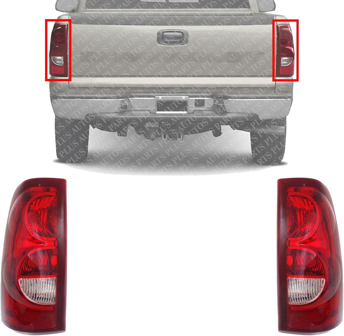 AUTOS PARTS PLUS Set Of 2 Tail Lights Left Driver & Right Passenger Side Direct Replacement Compatible With 2003 Chevrolet Silverado 1500 2500 19169002-PFM ‎19169003-PFM