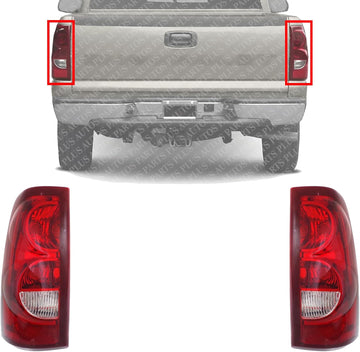AUTOS PARTS PLUS Set Of 2 Tail Lights Left Driver & Right Passenger Side Direct Replacement Compatible With 2003 Chevrolet Silverado 1500 2500 19169002-PFM ‎19169003-PFM